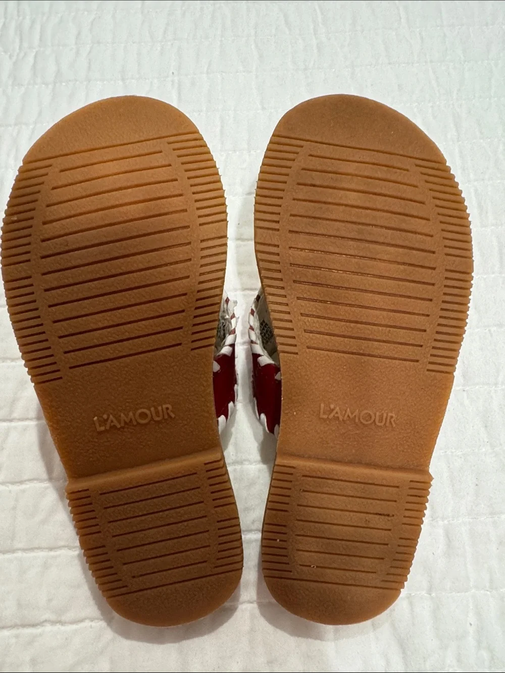 L'Amour Red and White Floral Girls' Sandals